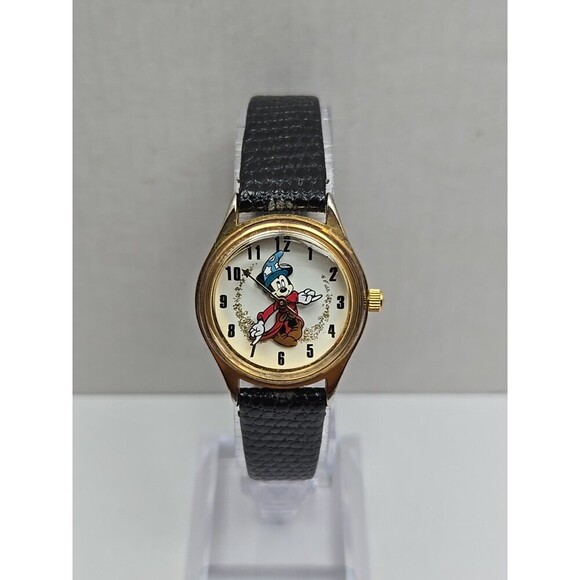 Disney Time Works Sorcerers Mickey Fantasia Quartz Watch Gold Tone New Battery main image 12